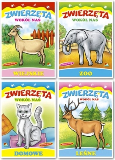 Pobarvanka Živali okoli nas z nalepkami