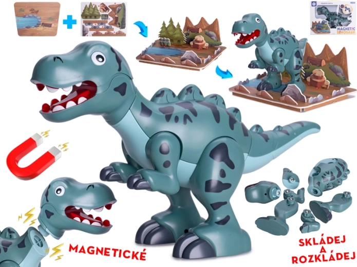 Magnetni dinozaver T‑Rex 28 cm – interaktivne sestavljive figurice z dodatki