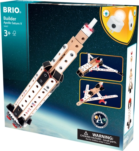 Konstrukcijski set BRIO Builder NASA Apollo Saturn V – raketa in ustvarjalni komplet