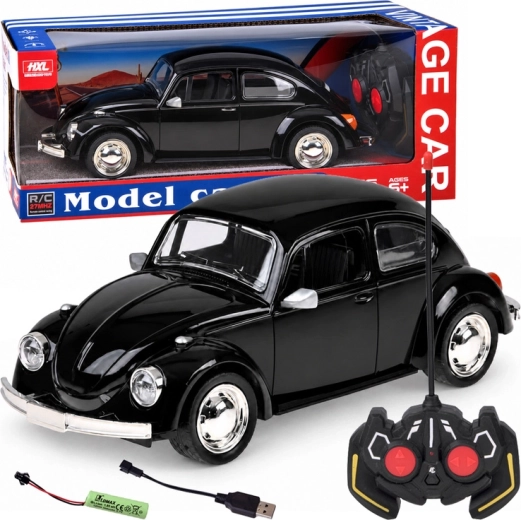 Remote-Controlled Retro Beetle Car 1:16 Black