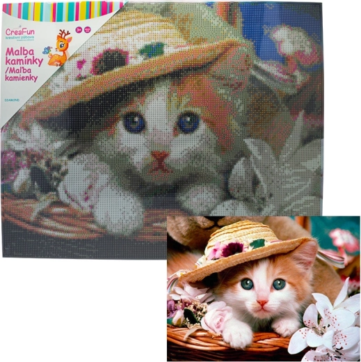 Diamantno slikanje – nedolžen mucek 40 × 50 cm