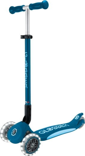 Globber Elite Lights otroški tricikel skiro z LED kolesci, temno moder