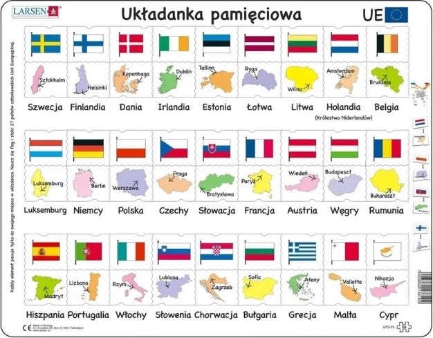 Larsen Unia Europa – izobraževalna sestavljanka z zastavami Evrope