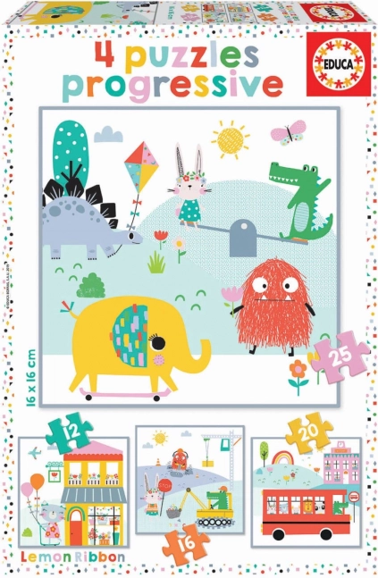 Otroške puzzle EDUCA Lemon Ribbon 4v1 (12–25 kosov)