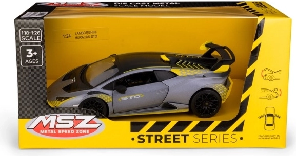 Model avtomobila Lamborghini Huracán STO v merilu 1:24, srebrno-siv