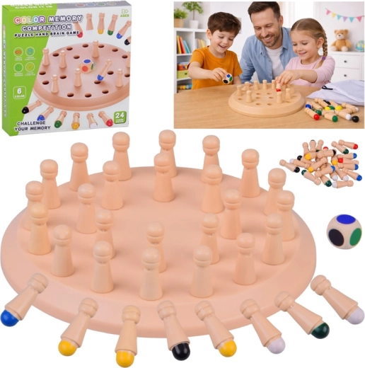 Lesena spominska igra barve s kocko in zatiči