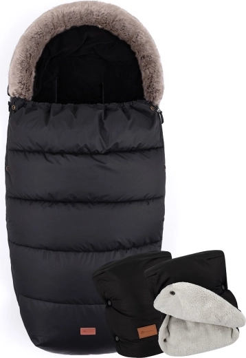 Petite&Mars zimska vreča za voziček 4v1 Comfy Forever black + rokavnik Jasie ink black