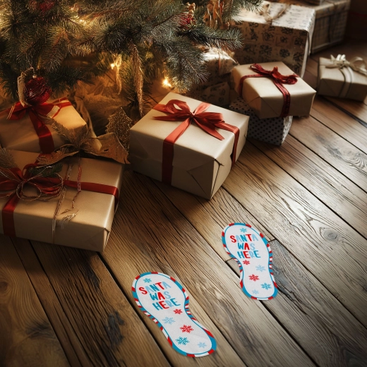 Božična nalepka v obliki stopinj »Santa was here« 25 × 10 cm – 2 kosa