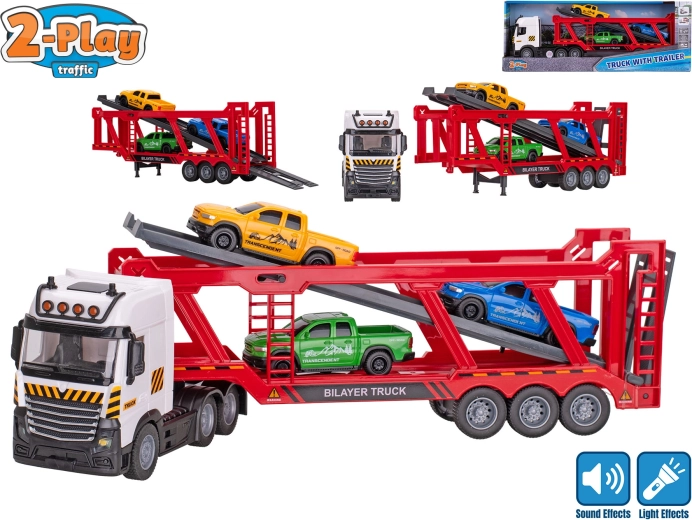2-Play Traffic transporter avtomobilov na vztrajnik s svetlobo in zvokom + 3 avtomobilčki 38 cm