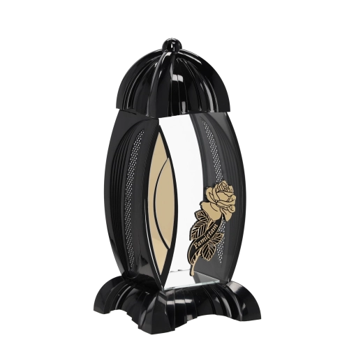 Črn maroški lampijon z motivom vrtnice, 36 cm