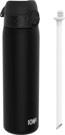 ION8 steklenica za vodo s slamico brez BPA 500 ml črna