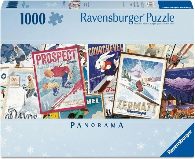 Ravensburger panoramska sestavljanka Stari smučarski plakati 1000 kosov