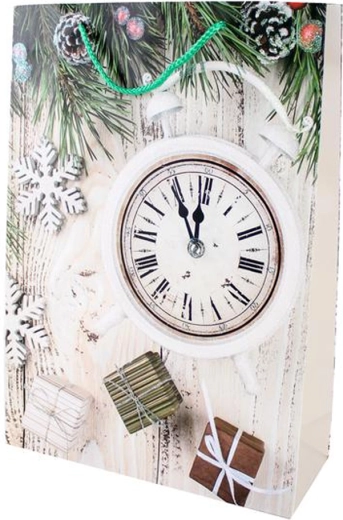 Papirnata božična darilna vrečka TORO 44 × 31 × 12 cm, mešanica motivov