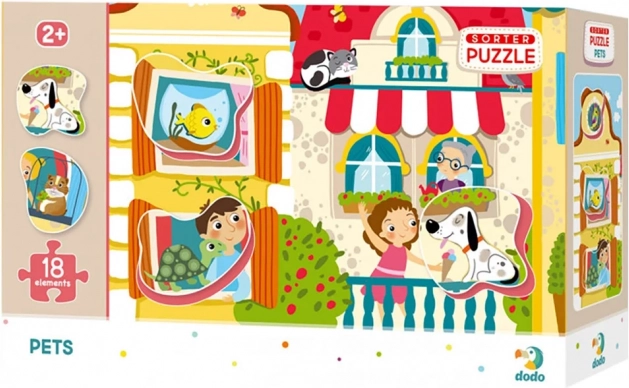 Razvrščevalne puzzle 18 kosov – domače živali