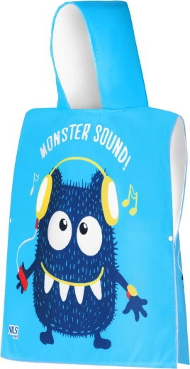 Otroški pončo iz mikrovlaken s kapuco NILS aqua Monster Sound