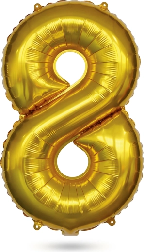 Rojstnodnevni folijski balon v obliki številke 8, zlate barve, 84 cm