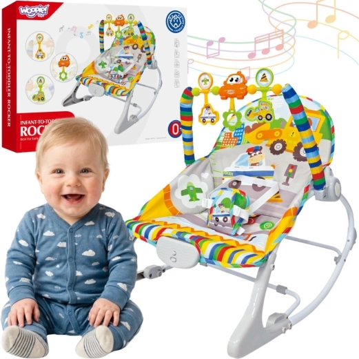Woopie baby interaktivni otroški ležalnik z vibracijami in igralnim lokom, večbarven