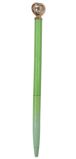 Kovinsko pero 16 cm z motivom srca in diamantnim okrasom