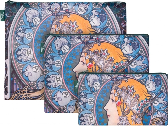 Set of 3 Pouches Mucha Zodiac