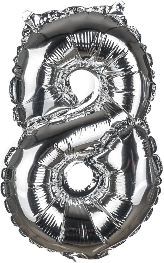 Foliasti balon številka 8, 30 cm – mešanica zlata in srebrna