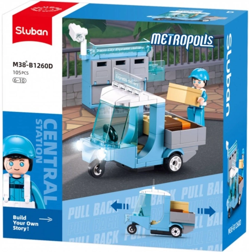 Sluban Metropolis poštni voz s pull-back navijanjem 105 kosov + figurica