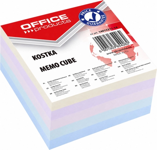 Papirna lepljena kocka Office Products 85 × 85 × 40 mm, mešanica barv - 1 kos