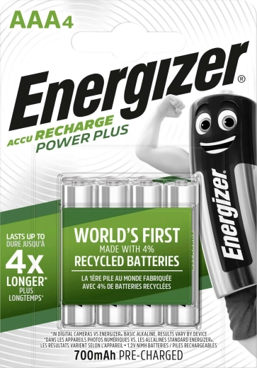 Energizer Power Plus AAA polnilne baterije 700 mAh, 4 kosi