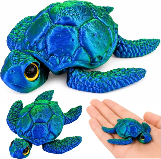 3D figurica morske želve s premičnimi plavutmi in glavo, modrozelena 8 cm