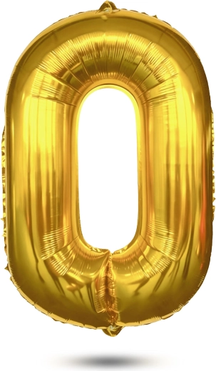 Zlati folijski balon v obliki številke 0, 75 cm