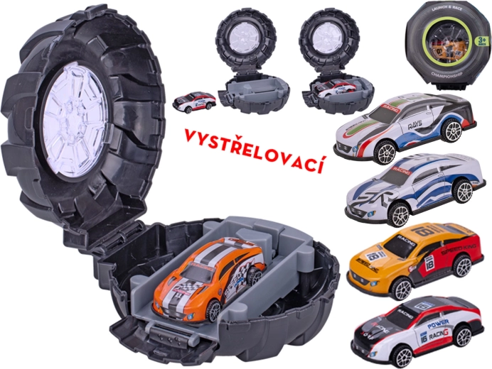 Kovinski športni avtomobilček z izstrelitvijo iz pnevmatike, 6,5 cm