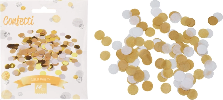 Party konfeti beli in zlati 1,5 × 2,5 cm, 14 g