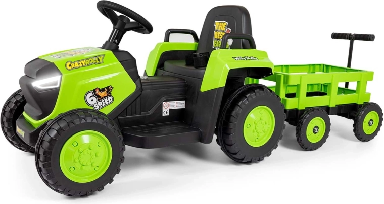 Milly Mally električni traktor Rolly green s prikolico