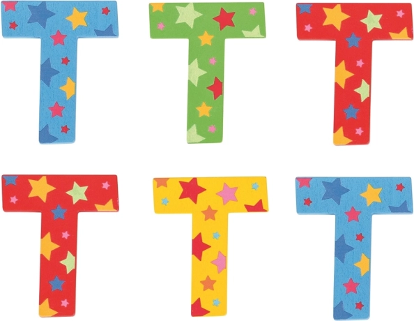 Bigjigs Toys zvezdnata črka T – lesena 7×7 cm