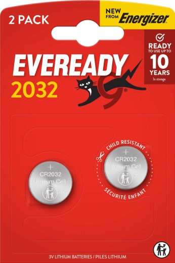 Energizer Eveready litijeve baterije CR2032, 3 V, pakiranje 2 kos