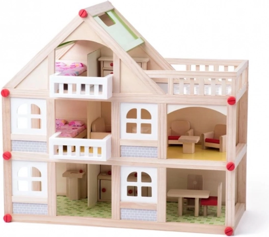 Dvonadstropna hišica za punčke s teraso