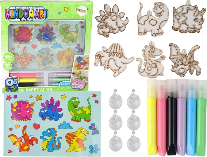 Ustvarjalni komplet vitražev Fusing Paint Dinozavri 3D