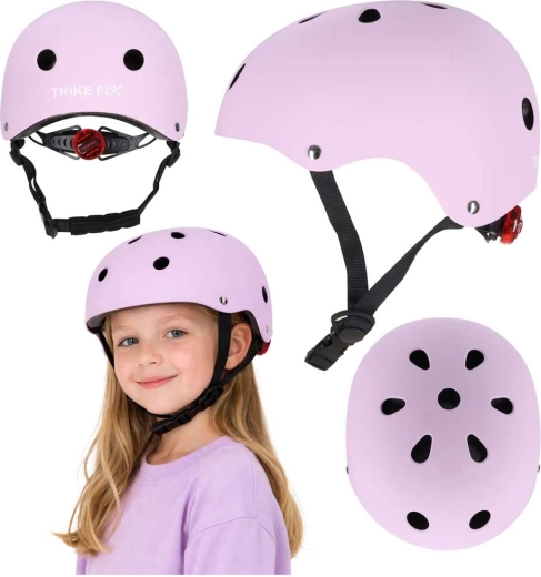 Otroška kolesarska čelada z LED TRIKE FIX, velikost M (55–58 cm), vijolična