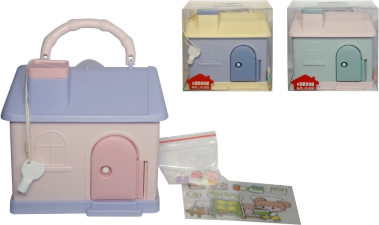 Hišica-k hranilnik na ključek z ročajem za otroke