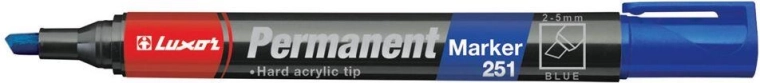 Permanentni marker LUXOR 251 s poševno konico 2–5 mm – moder
