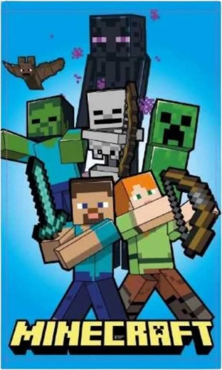 Otroška brisača Minecraft 30 × 50 cm s Stevom, Alex, Creeperjem in Endermanom