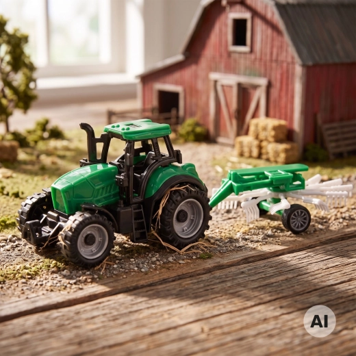 Woopie farm tractor with rake