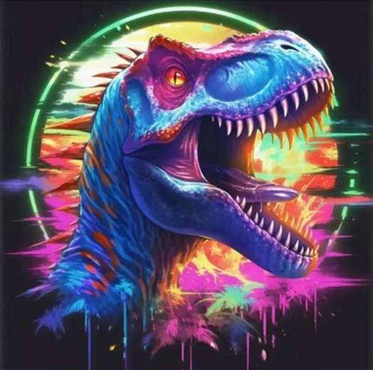 Norimpex diamond painting neon T-Rex 30 × 40 cm - 1 piece