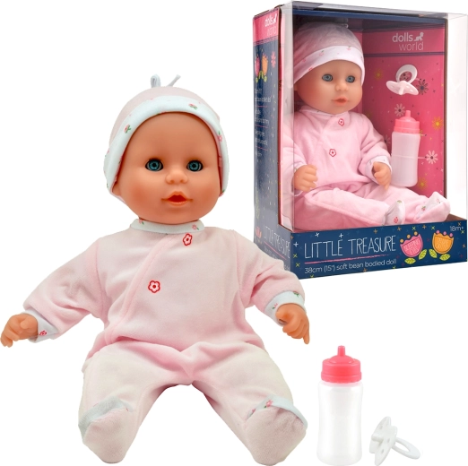 Dolls World dojenček Little Treasure Pink z zapirajočimi se očmi 38 cm