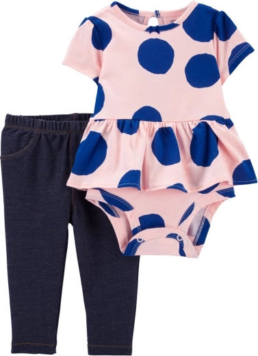 Carter's 2-delni komplet za dojenčka – bodi s kratkimi rokavi in pajkice PinkBlue Dots, velikost 56