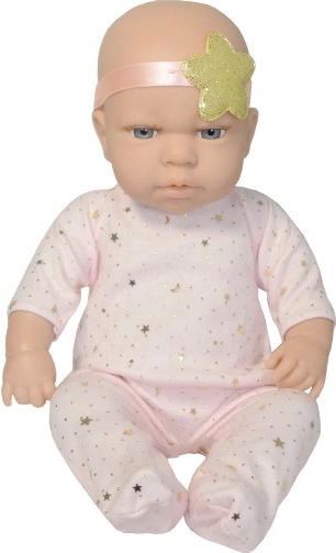 Punčka dojenček novorojenček v pajacu s naglavnim trakom