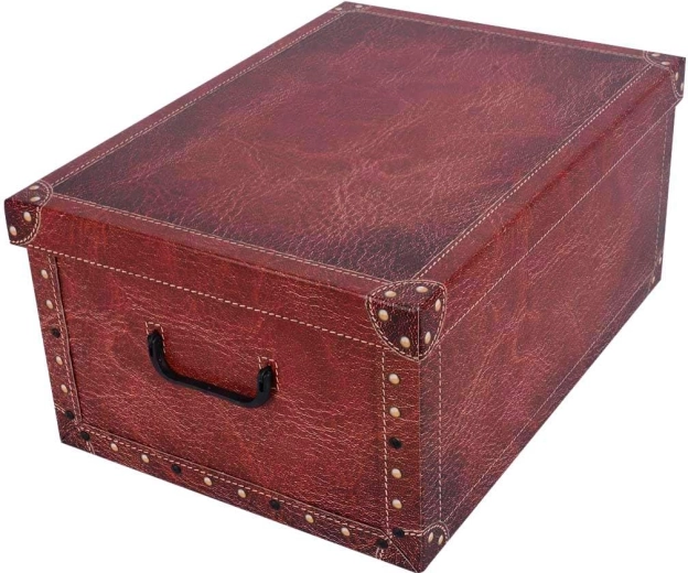 Kartonasta shranjevalna škatla maxi videz usnja z okovi rdeča