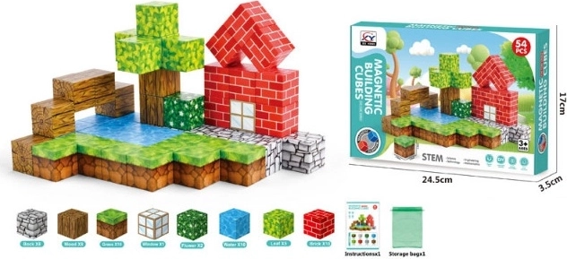 Magnetic Building Set with 54 Pieces