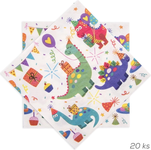 Papirnati prtički z motivom dinozavrov 33 × 33 cm (20 kosov)