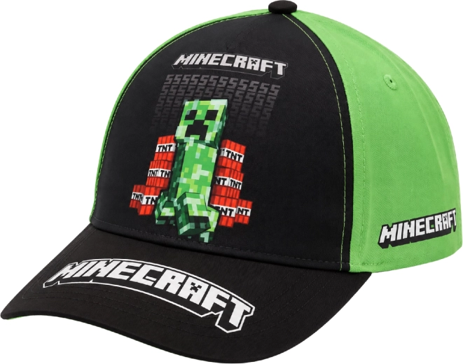Otroška kapa s ščitnikom Minecraft Creeper črno-zelena 55 cm