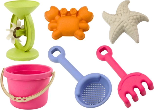 Pastelni komplet igrač za pesek z vedrom, mlinčkom, sitom in modelčki